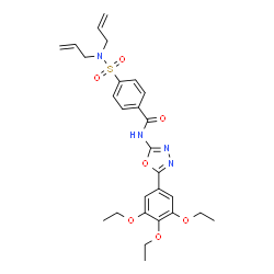 ChemSpider 2D Image | 4-(Diallylsulfamoyl)-N-[5-(3,4,5-triethoxyphenyl)-1,3,4-oxadiazol-2-yl]benzamide | C27H32N4O7S