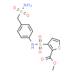 ChemSpider 2D Image | Methyl 3-{[4-(sulfamoylmethyl)phenyl]sulfamoyl}-2-thiophenecarboxylate | C13H14N2O6S3