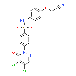 ChemSpider 2D Image | N-[4-(Cyanomethoxy)phenyl]-4-(4,5-dichloro-6-oxo-1(6H)-pyridazinyl)benzenesulfonamide | C18H12Cl2N4O4S