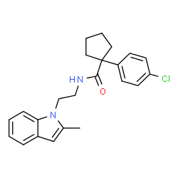 ChemSpider 2D Image | 1-(4-Chlorophenyl)-N-[2-(2-methyl-1H-indol-1-yl)ethyl]cyclopentanecarboxamide | C23H25ClN2O