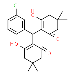 ChemSpider 2D Image | 2,2'-[(3-Chlorophenyl)methylene]bis(3-hydroxy-5,5-dimethyl-2-cyclohexen-1-one) | C23H27ClO4
