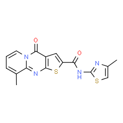 ChemSpider 2D Image | 9-Methyl-N-(4-methyl-1,3-thiazol-2-yl)-4-oxo-4H-pyrido[1,2-a]thieno[2,3-d]pyrimidine-2-carboxamide | C16H12N4O2S2