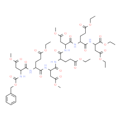 ChemSpider 2D Image | 1,2-Diethyl 21-methyl 20-{[(benzyloxy)carbonyl]amino}-5,11,17-tris(3-ethoxy-3-oxopropyl)-8,14-bis(2-methoxy-2-oxoethyl)-4,7,10,13,16,19-hexaoxo-3,6,9,12,15,18-hexaazahenicosane-1,2,21-tricarboxylate (
non-preferred name) | C52H75N7O24