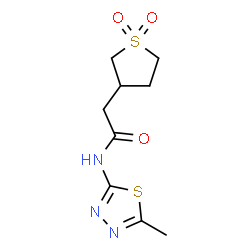 ChemSpider 2D Image | 2-(1,1-Dioxidotetrahydro-3-thiophenyl)-N-(5-methyl-1,3,4-thiadiazol-2-yl)acetamide | C9H13N3O3S2