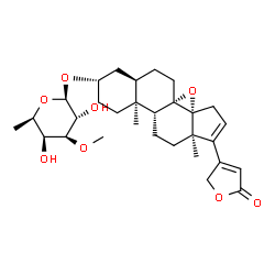 ChemSpider 2D Image | (3beta,5beta)-3-[(6-Deoxy-3-O-methyl-beta-D-galactopyranosyl)oxy]-8,14-epoxycarda-16,20(22)-dienolide | C30H42O8