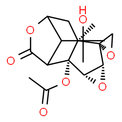 ChemSpider 2D Image | (2R,3S,5R,6R,7R)-12-(2-Hydroxy-2-propanyl)-7-methyl-11-oxo-2H-spiro[4,10-dioxatetracyclo[7.2.1.0~2,7~.0~3,5~]dodecane-6,2'-oxiran]-2-yl acetate | C17H22O7