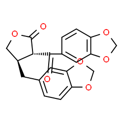 ChemSpider 2D Image | (3S,4R)-3-(1,3-Benzodioxol-5-ylcarbonyl)-4-(1,3-benzodioxol-5-ylmethyl)dihydro-2(3H)-furanone | C20H16O7