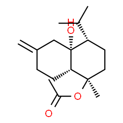 ChemSpider 2D Image | (1R,4S,4aR,8aR)-4a-Hydroxy-4-isopropyl-1-methyl-6-methylenedecahydro-1-naphthalenyl acetate | C17H28O3