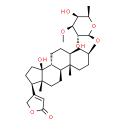 ChemSpider 2D Image | (3beta,5alpha)-3-[(6-Deoxy-3-O-methyl-beta-D-galactopyranosyl)oxy]-14-hydroxycard-20(22)-enolide | C30H46O8