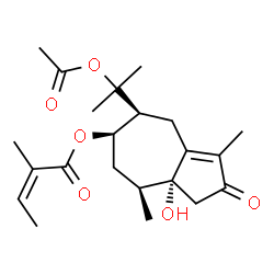 ChemSpider 2D Image | (5S,6R,8S,8aR)-5-(2-Acetoxy-2-propanyl)-8a-hydroxy-3,8-dimethyl-2-oxo-1,2,4,5,6,7,8,8a-octahydro-6-azulenyl (2Z)-2-methyl-2-butenoate | C22H32O6