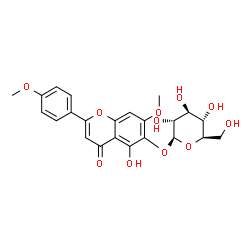 ChemSpider 2D Image | 5-Hydroxy-7-methoxy-2-(4-methoxyphenyl)-4-oxo-4H-chromen-6-yl beta-D-glucopyranoside | C23H24O11