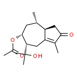 ChemSpider 2D Image | (5S,6R,8S,8aR)-5-(2-Hydroxy-2-propanyl)-3,8-dimethyl-2-oxo-1,2,4,5,6,7,8,8a-octahydro-6-azulenyl acetate | C17H26O4
