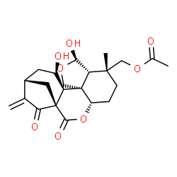 ChemSpider 2D Image | [(1S,4S,7R,8R,9R,12S,13S,14R,16S)-9,14-Dihydroxy-7-methyl-17-methylene-2,18-dioxo-3,10-dioxapentacyclo[14.2.1.0~1,13~.0~4,12~.0~8,12~]nonadec-7-yl]methyl acetate | C22H28O8