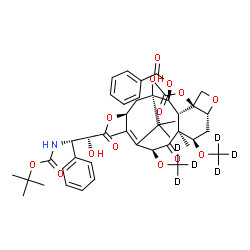 ChemSpider 2D Image | (2alpha,5beta,7alpha,10alpha,13alpha)-4-Acetoxy-1-hydroxy-13-{[(2R,3S)-2-hydroxy-3-({[(2-methyl-2-propanyl)oxy]carbonyl}amino)-3-phenylpropanoyl]oxy}-7,10-bis[(~2~H_3_)methyloxy]-9-oxo-5,20-epoxytax-1
1-en-2-yl benzoate | C45H51D6NO14