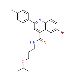 ChemSpider 2D Image | 6-Bromo-N-(3-isopropoxypropyl)-2-(4-methoxyphenyl)-4-quinolinecarboxamide | C23H25BrN2O3
