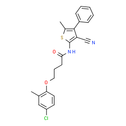 ChemSpider 2D Image | 4-(4-Chloro-2-methylphenoxy)-N-(3-cyano-5-methyl-4-phenyl-2-thienyl)butanamide | C23H21ClN2O2S