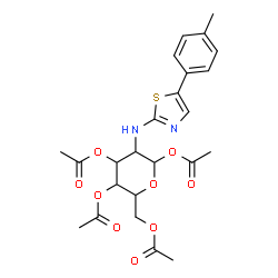 ChemSpider 2D Image | 1,3,4,6-Tetra-O-acetyl-2-deoxy-2-((5-(4-methylphenyl)-1,3-thiazol-2-yl)amino)hexopyranose | C24H28N2O9S
