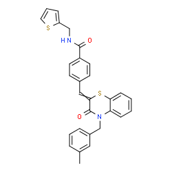 ChemSpider 2D Image | 4-{[4-(3-Methylbenzyl)-3-oxo-3,4-dihydro-2H-1,4-benzothiazin-2-ylidene]methyl}-N-(2-thienylmethyl)benzamide | C29H24N2O2S2