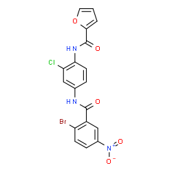 ChemSpider 2D Image | N-{4-[(2-Bromo-5-nitrobenzoyl)amino]-2-chlorophenyl}-2-furamide | C18H11BrClN3O5