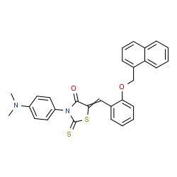 ChemSpider 2D Image | 3-[4-(Dimethylamino)phenyl]-5-[2-(1-naphthylmethoxy)benzylidene]-2-thioxo-1,3-thiazolidin-4-one | C29H24N2O2S2