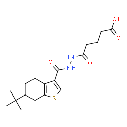 ChemSpider 2D Image | 5-{2-[(6-tert-Butyl-4,5,6,7-tetrahydro-1-benzothiophen-3-yl)carbonyl]hydrazino}-5-oxopentanoic acid | C18H26N2O4S