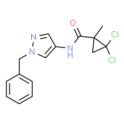ChemSpider 2D Image | N-(1-Benzyl-1H-pyrazol-4-yl)-2,2-dichloro-1-methylcyclopropanecarboxamide | C15H15Cl2N3O