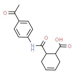 ChemSpider 2D Image | 6-[(4-Acetylphenyl)carbamoyl]-3-cyclohexene-1-carboxylic acid | C16H17NO4