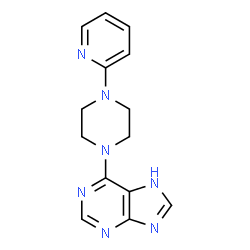 ChemSpider 2D Image | 6-[4-(2-Pyridinyl)-1-piperazinyl]-7H-purine | C14H15N7