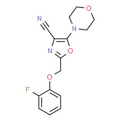ChemSpider 2D Image | 2-[(2-Fluorophenoxy)methyl]-5-(4-morpholinyl)-1,3-oxazole-4-carbonitrile | C15H14FN3O3