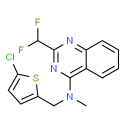 ChemSpider 2D Image | N-[(5-Chloro-2-thienyl)methyl]-2-(difluoromethyl)-N-methyl-4-quinazolinamine | C15H12ClF2N3S