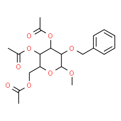 ChemSpider 2D Image | Methyl 3,4,6-tri-O-acetyl-2-O-benzylhexopyranoside | C20H26O9