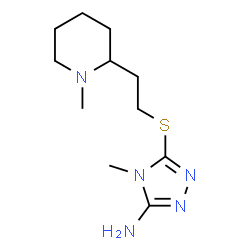 ChemSpider 2D Image | 4-Methyl-5-{[2-(1-methyl-2-piperidinyl)ethyl]sulfanyl}-4H-1,2,4-triazol-3-amine | C11H21N5S