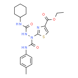 ChemSpider 2D Image | ethyl 2-[2-[(cyclohexylamino)carbonyl]-1-(4-toluidinocarbonyl)hydrazino]-1,3-thiazole-4-carboxylate | C21H27N5O4S