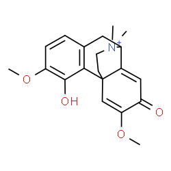 ChemSpider 2D Image | 4-Hydroxy-3,6-dimethoxy-17,17-dimethyl-7-oxo-5,6,8,14-tetradehydromorphinan-17-ium | C20H24NO4