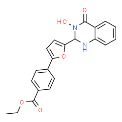 ChemSpider 2D Image | Ethyl 4-[5-(3-hydroxy-4-oxo-1,2,3,4-tetrahydro-2-quinazolinyl)-2-furyl]benzoate | C21H18N2O5