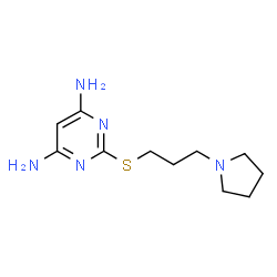 ChemSpider 2D Image | 2-{[3-(1-Pyrrolidinyl)propyl]sulfanyl}-4,6-pyrimidinediamine | C11H19N5S