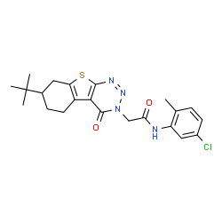 ChemSpider 2D Image | N-(5-Chloro-2-methylphenyl)-2-[7-(2-methyl-2-propanyl)-4-oxo-5,6,7,8-tetrahydro[1]benzothieno[2,3-d][1,2,3]triazin-3(4H)-yl]acetamide | C22H25ClN4O2S
