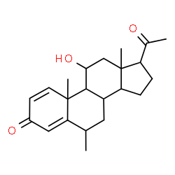 ChemSpider 2D Image | 11-Hydroxy-6-methylpregna-1,4-diene-3,20-dione | C22H30O3