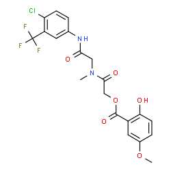 ChemSpider 2D Image | 2-[(2-{[4-Chloro-3-(trifluoromethyl)phenyl]amino}-2-oxoethyl)(methyl)amino]-2-oxoethyl 2-hydroxy-5-methoxybenzoate | C20H18ClF3N2O6