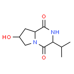 ChemSpider 2D Image | 7-Hydroxy-3-isopropylhexahydropyrrolo[1,2-a]pyrazine-1,4-dione | C10H16N2O3