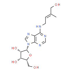 ChemSpider 2D Image | N-[(2E)-4-Hydroxy-3-methyl-2-buten-1-yl]-9-(beta-D-lyxofuranosyl)-9H-purin-6-amine | C15H21N5O5