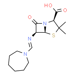 ChemSpider 2D Image | (2S,5S,6S)-6-[(E)-(1-Azepanylmethylene)amino]-3,3-dimethyl-7-oxo-4-thia-1-azabicyclo[3.2.0]heptane-2-carboxylic acid | C15H23N3O3S
