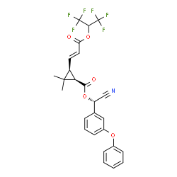 ChemSpider 2D Image | (S)-Cyano(3-phenoxyphenyl)methyl (1R,3S)-3-{(1E)-3-[(1,1,1,3,3,3-hexafluoro-2-propanyl)oxy]-3-oxo-1-propen-1-yl}-2,2-dimethylcyclopropanecarboxylate | C26H21F6NO5