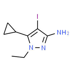 ChemSpider 2D Image | 5-cyclopropyl-1-ethyl-4-iodo-1H-pyrazol-3-amine | C8H12IN3