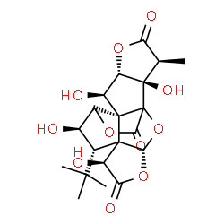 ChemSpider 2D Image | (3R,6S,8S,9R,10R,11S,12R,13S,16S,17R)-6,9,12,17-Tetrahydroxy-16-methyl-8-(2-methyl-2-propanyl)-2,4,14,19-tetraoxahexacyclo[8.7.2.0~1,11~.0~3,7~.0~7,11~.0~13,17~]nonadecane-5,15,18-trione | C20H24O11