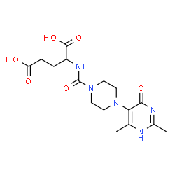 ChemSpider 2D Image | N-((4-(4-Hydroxy-2,6-dimethyl-5-pyrimidinyl)-1-piperazinyl)carbonyl)glutamic acid | C16H23N5O6