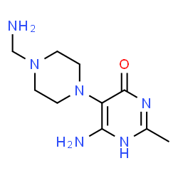 ChemSpider 2D Image | 6-Amino-5-(4-(aminomethyl)-1-piperazinyl)-2-methyl-4-pyrimidinol | C10H18N6O