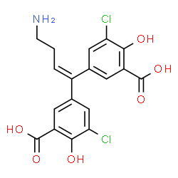 ChemSpider 2D Image | 3,3'-(4-Amino-1-butene-1,1-diyl)bis(5-chloro-6-hydroxybenzoic acid) | C18H15Cl2NO6