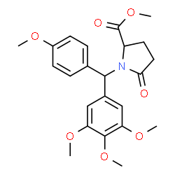 ChemSpider 2D Image | Methyl 1-[(4-methoxyphenyl)(3,4,5-trimethoxyphenyl)methyl]-5-oxoprolinate | C23H27NO7