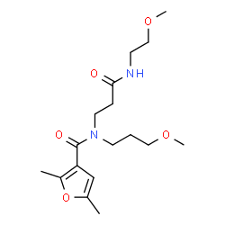 ChemSpider 2D Image | N-{3-[(2-Methoxyethyl)amino]-3-oxopropyl}-N-(3-methoxypropyl)-2,5-dimethyl-3-furamide | C17H28N2O5